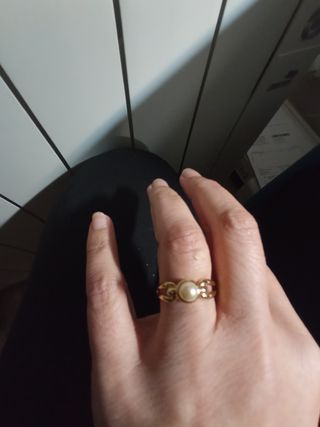 Anillo plata dorada con perla 232