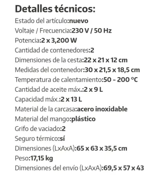 Freidora Eléctrica Doble Royal 2x13L