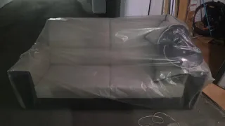 Sofá 3 plazas beige y negro