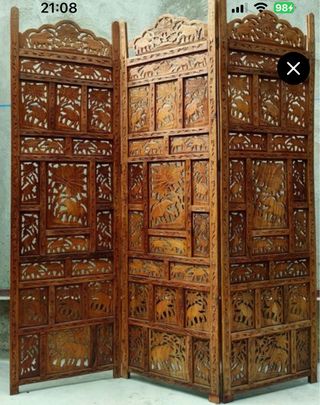 Biombo Vintage Tallado a Mano