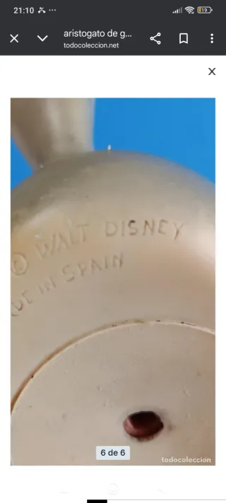 Muñeco Gato Aristogato Goma Disney Spain.