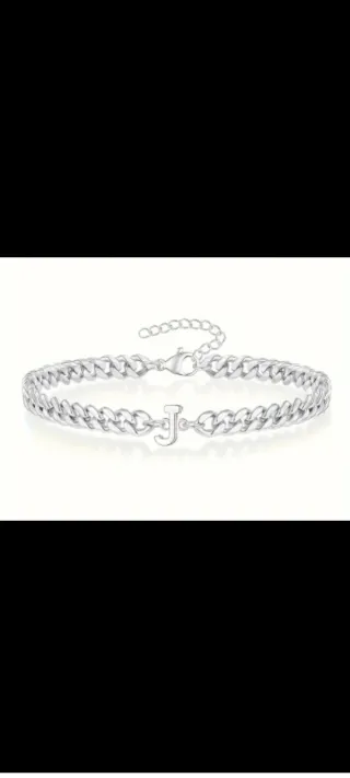 Pulsera con letra J plateada