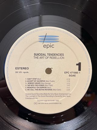 Vinilo Suicidal Tendencies “The Art of Rebellion”