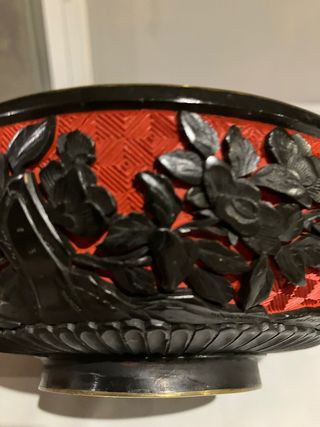 Cuenco vintage chino vidrio tallado