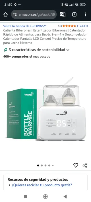 Esterilizador y Calienta Biberones GROWNSY