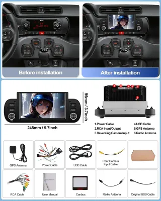 Radio Android 13 CarPlay FIAT Panda 2013-2020