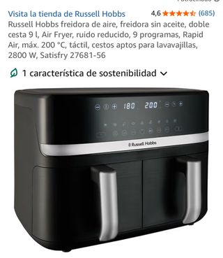 Russell Hobbs Freidora Aire Doble Cesta 9L