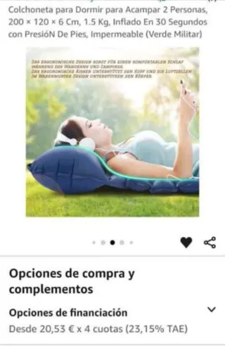 Colchoneta hinchable 2 personas