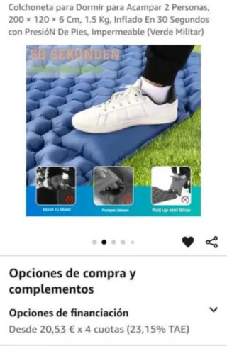 Colchoneta hinchable 2 personas
