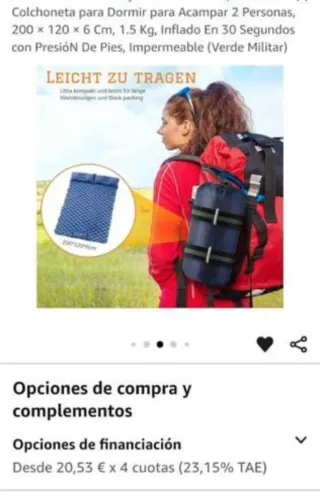 Colchoneta hinchable 2 personas