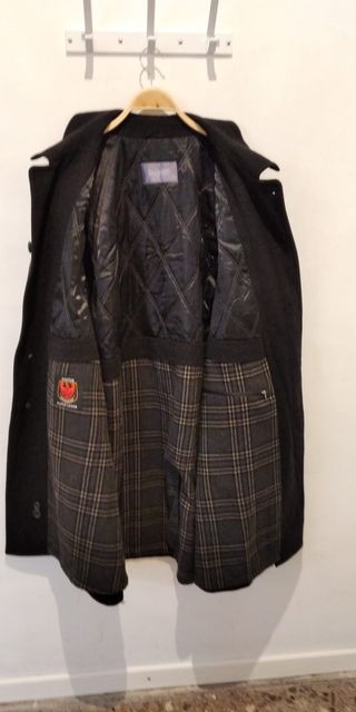 Abrigo hombre Bugatti negro lana virgen y cashmere