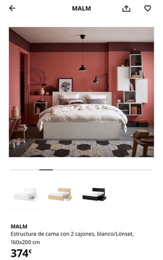 Estructura Cama MALM IKEA Blanca 2 Cajones