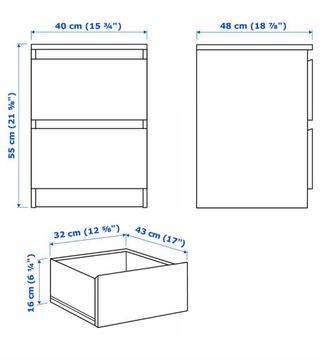 Cómoda Ikea MALM 2 cajones blanca