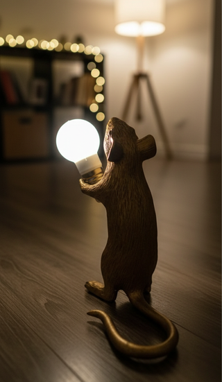 Escultura decorativa lámpara ratón con bombillas