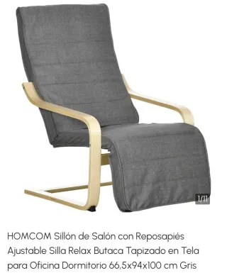 Butaca HOMCOM Relax con Reposapiés Gris