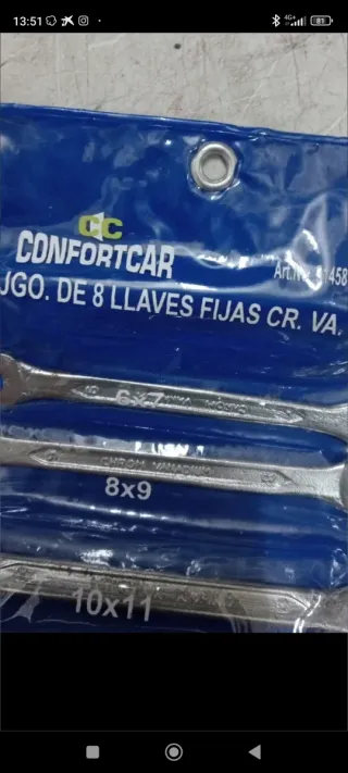 Ocho llaves fijas de cromo vanadio