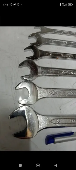 Ocho llaves fijas de cromo vanadio