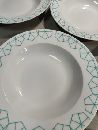 10 Platos Hondos Cerámica Diseño Geométrico