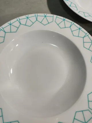 10 Platos Hondos Cerámica Diseño Geométrico