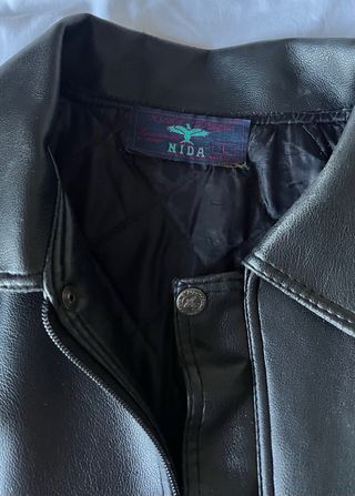 Chaqueta Cuero Sintético Vintage Negra (90s)