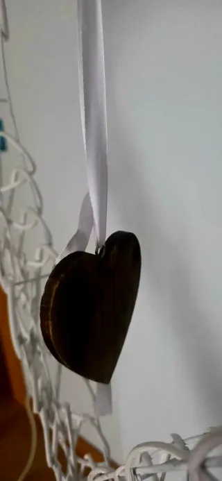 Corazón de mimbre blanco decorativo