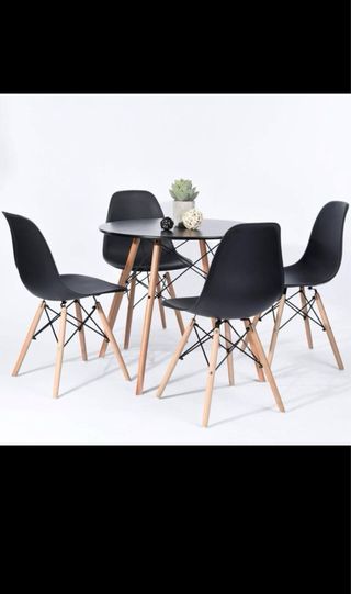 OFERTA PACK MESA REDONDA + 4 SILLAS COLOR NEGRO