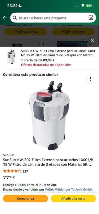 Filtro Externo SunSun HW-302 Acuario