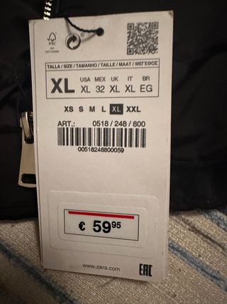 Abrigo acolchado mujer Zara XL