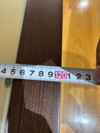 Mesa de centro madera oscura y cristal