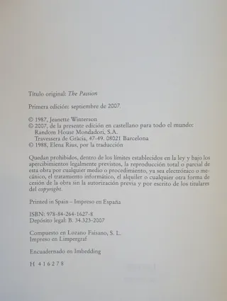 La pasión - Jeanette Winterson