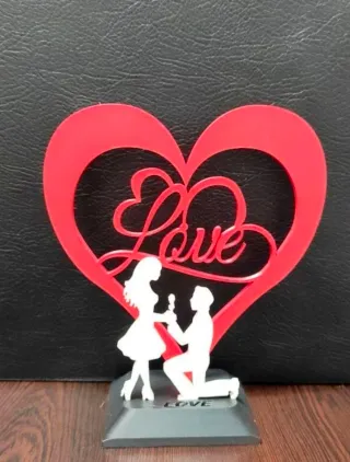 Statuetta Love Design Moderno Rosso Bianco