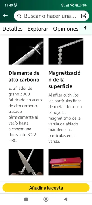 Afilador de cuchillos profesional, chaira imantada