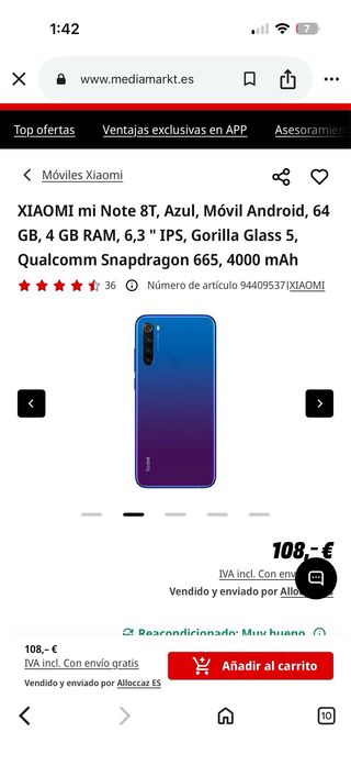 Xiaomi Redmi Note 8T Azul