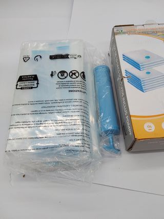 VOUNOT Bolsas de Almacenaje al Vacío 10 Unidades, Juego de 9 Bolsas de Compresión y 1 Bomba Manual, Ahorro Espacio, para Guarda