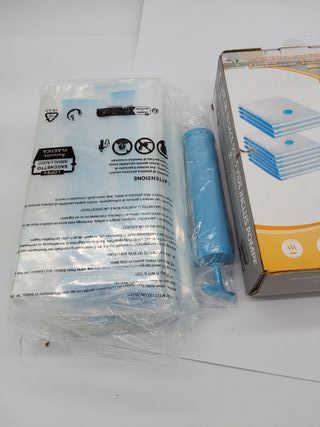 VOUNOT Bolsas de Almacenaje al Vacío 10 Unidades, Juego de 9 Bolsas de Compresión y 1 Bomba Manual, Ahorro Espacio, para Guarda