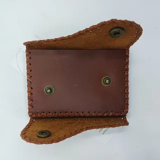 Cartera de piel auténtica hecha a mano, plegable