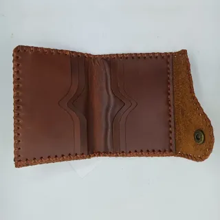 Cartera de piel auténtica hecha a mano, plegable
