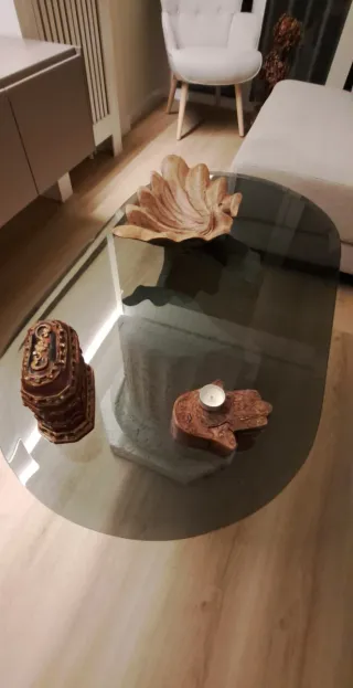 Mesa de centro cristal y piedra