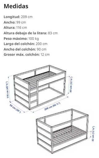 Cama alta Kura IKEA madera