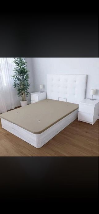 Canapé de madera y tela , Mesitas y cabezal