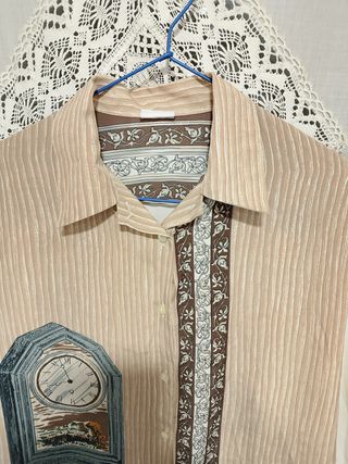 Blusa XL Beige Estampada Reloj