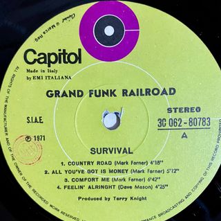 Grand Funk Survival LP 1a Stampa
