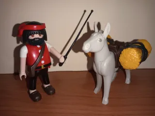 Playmobil-Aldeano con burro y fardos Belén.