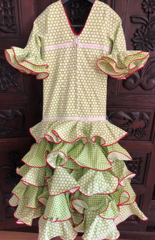 Traje Flamenca niña verde lunares 5-6 años