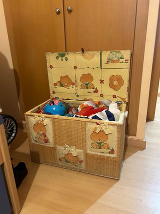 Baúl mimbre infantil con ositos