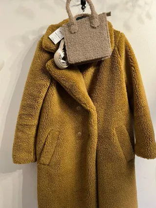 Cappotto Teddy + Borsa Teddy Beige/Marrone