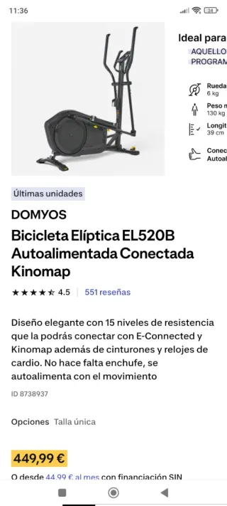 Elíptica Decathlon Negra