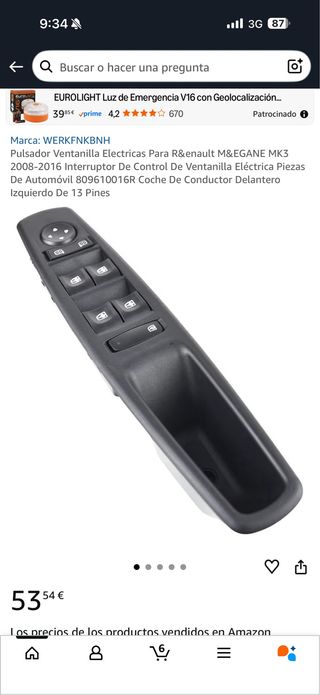 Pulsador Elevalunas Renault Megane MK3