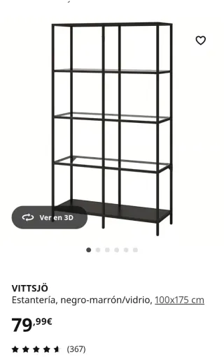 Estantería Vittsjo Ikea Negra y Transparente