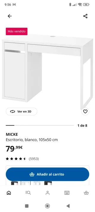 Escritorio blanco Micke Ikea 150X50